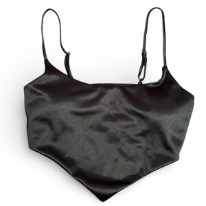 Black satin crop top